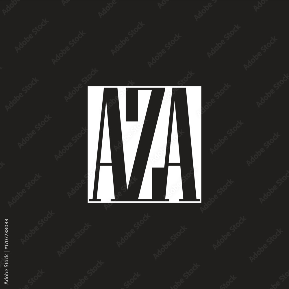 Poster letters aza retro simple linked logo vector