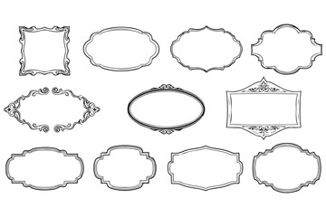 Vintage frame set decorative border collection ornate outline design isolated on white.eps