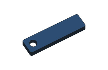 Blue Metal Plate with Hole Isometric View on White Background