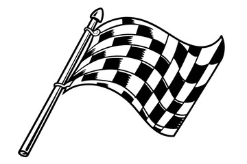 Waving Black and White Checkered Racing Flag.