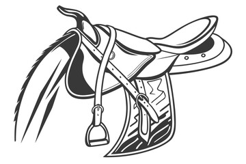 Western Saddle with Stirrup and Tail.