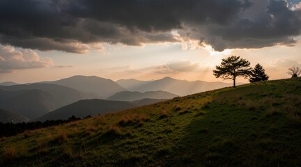 sunset over the mountains