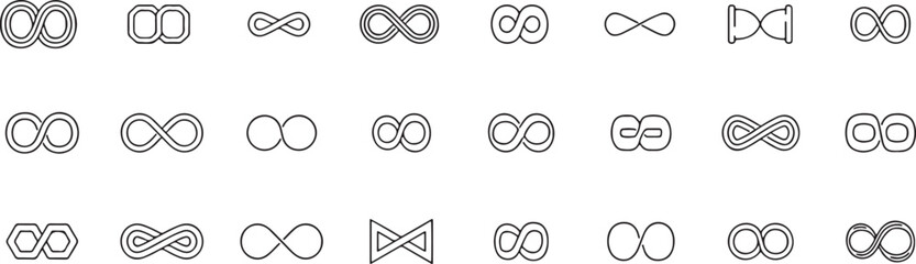 infinity icons, loop symbols, endless vector icons, eternity pictograms, continuous outline graphics, abstract infinity icons, cycle loop symbols, infinity sign vector, unending loop graphics, infinit