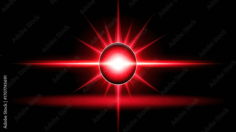 Aufkleber glowing red orb with radiant light rays in darkness creating a mystical and futuristic atmosphere id