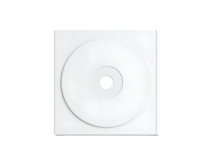 Blank White CD Disc on Square Case Isolated on Black Background