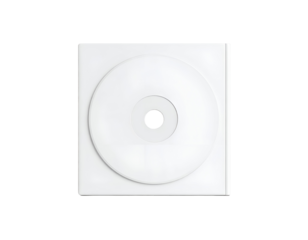 Blank White CD Disc on Square Case Isolated on Black Background