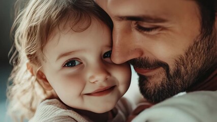 Father's gentle hug conveys love and security for his daughter.
