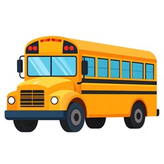 A classic yellow American school bus shown from a side profile, illustrated in a simple, flat cartoon vector style on a white background.
