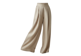 Elegant beige palazzo pants isolated on transparent background, offering a sophisticated and comfortable style for a chic and fashionable wardrobe