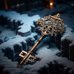 Christmas key with festive holiday decoration