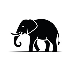 Fototapeta premium Silhouette graphic of a majestic elephant, walking gracefully, with detailed features and elegant curves.