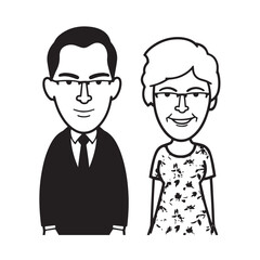 Old people black and white illustration vector image simple minimalist artwork design template