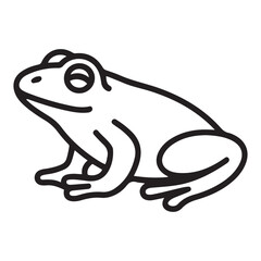 One single line Art drawing of cute frog for company logo identity. Amphibian animal icon concept. with white background