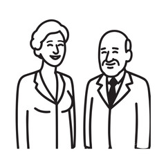 Old people black and white illustration vector image simple minimalist artwork design template