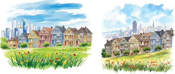 San Francisco Landmarks: A Dual Perspective of the Painted Ladies

