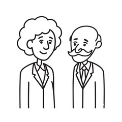 Old people black and white illustration vector image simple minimalist artwork design template