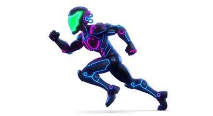 Obraz premium Neon Cyber Runner: Futuristic Athlete Illustration