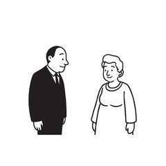 Old people black and white illustration vector image simple minimalist artwork design template