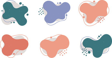 Abstract fluid shapes in teal coral and lavender on transparent background