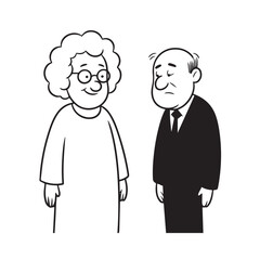 Old people black and white illustration vector image simple minimalist artwork design template