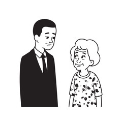 Old people black and white illustration vector image simple minimalist artwork design template