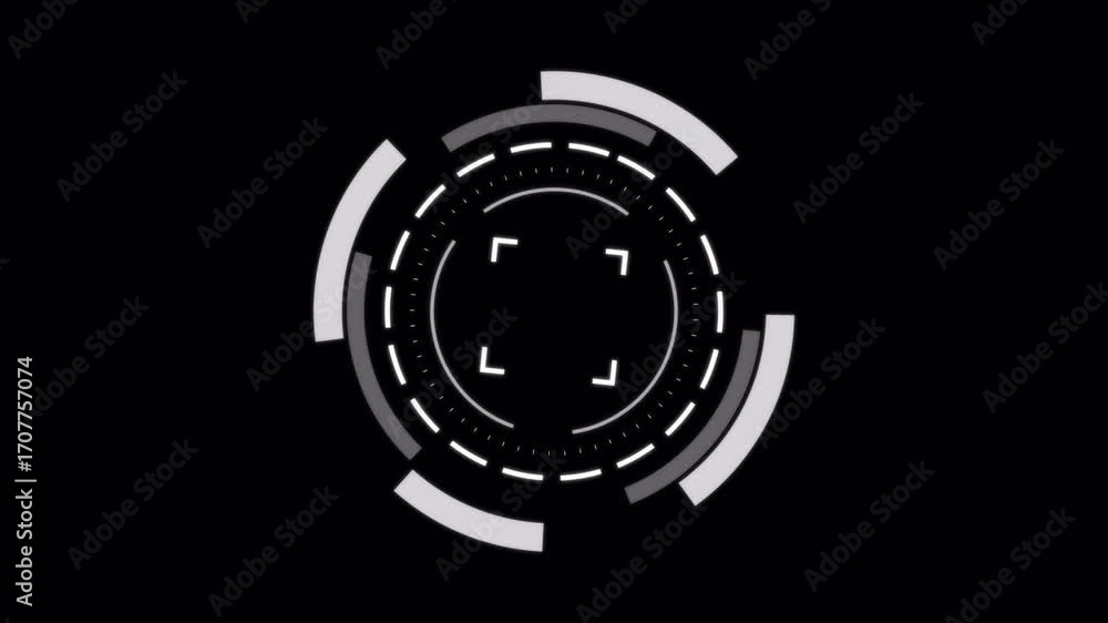 Poster futuristic hud interface element animation on black background.