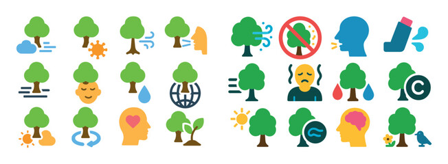 Fototapeta premium Tree Air Purification Icons