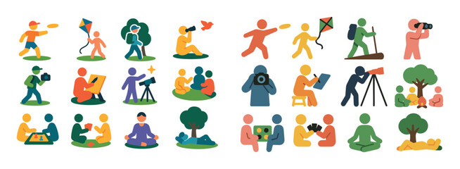 Colorful Picnic Activities Icons