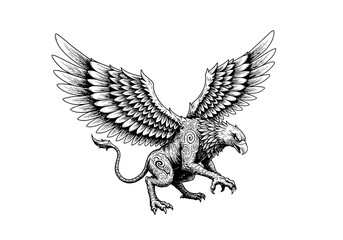 Griffin with outstretched wings