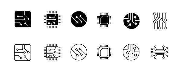 Electronics related icons: thin vector icon set, black and white kit