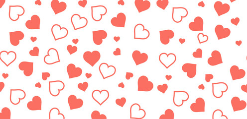 Seamless pattern with hand drawn heart. Background for textile, wrapping paper, fashion, illustration