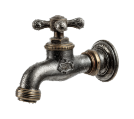 Leaking vintage faucet bathroom PNG, cut out, isolated on transparent background