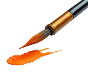 Creative with brush orange paint PNG, cut out, isolated on transparent background