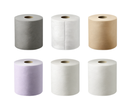 Variety of kitchen paper rolls home product display PNG, cut out, isolated on transparent background