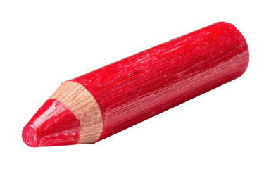 Drawing action with red crayon in creative workspace PNG, cut out, isolated on transparent background