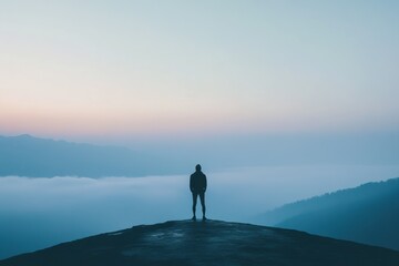 Loneliness in the mountains at dawn reflecting biohacking and minimalism lifestyle choices