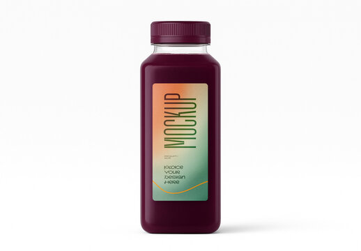 Purple Juice Bottle Mockup &ndash; Dark Fruit Drink Packaging Template