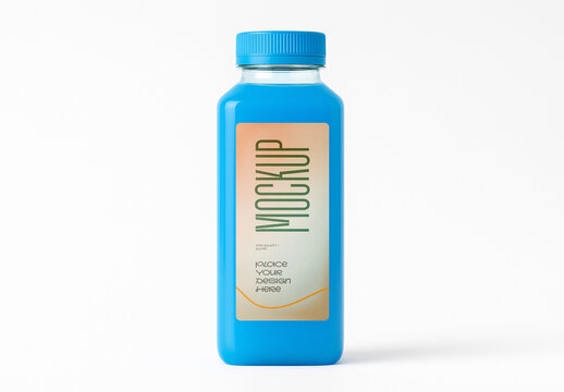 Blue Juice Bottle Mockup &ndash; Energy Drink or Tropical Beverage Template