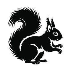 Silhouette of a black squirrel with a bushy tail