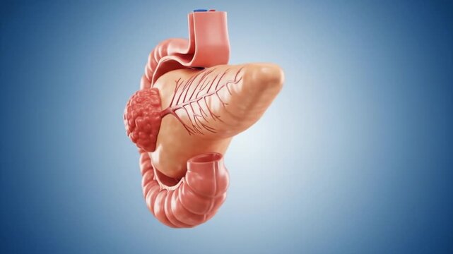Pancreas anatomy rotating 3D medical model