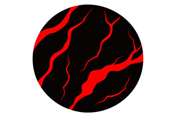 marble with fiery magma veins black