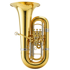 GoldLacquered Tuba A Musical Instrument isolated on transparent background
