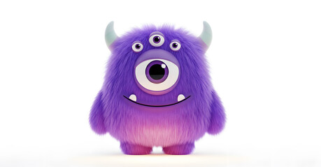 Purple Furry Monster with Three Eyes