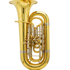 Golden Tuba A Polished Brass Euphonium Musical Instrument isolated on transparent background