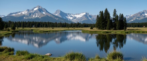 mountain lake in the summer