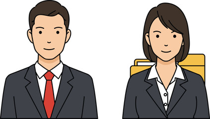 Business professionals in formal attire with office folders, ideal for workplace roles, HR visuals, and corporate documentation themes