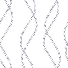 Seamless pattern with gracefully curved chains. Watercolor illustration is hand-drawn for packaging design, interior design, printing on fabric.