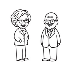Old people black and white illustration vector image simple minimalist artwork design template
