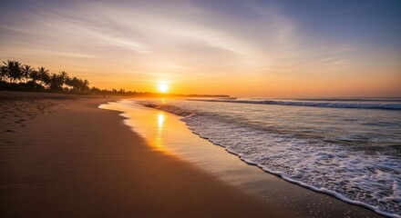 Golden sunrise on a tropical beach