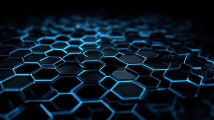 Futuristic hexagonal nano-material texture glowing in blue light